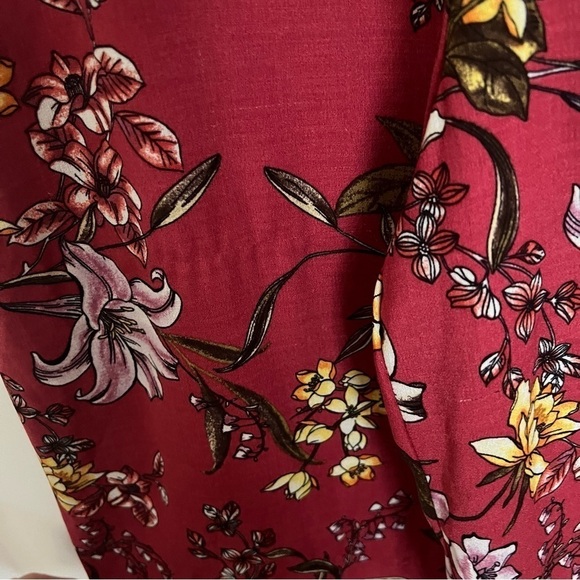 Xhilaration Red Floral Cropped Wide Leg Square Neck Jumpsuit Medium - Picture 8 of 13